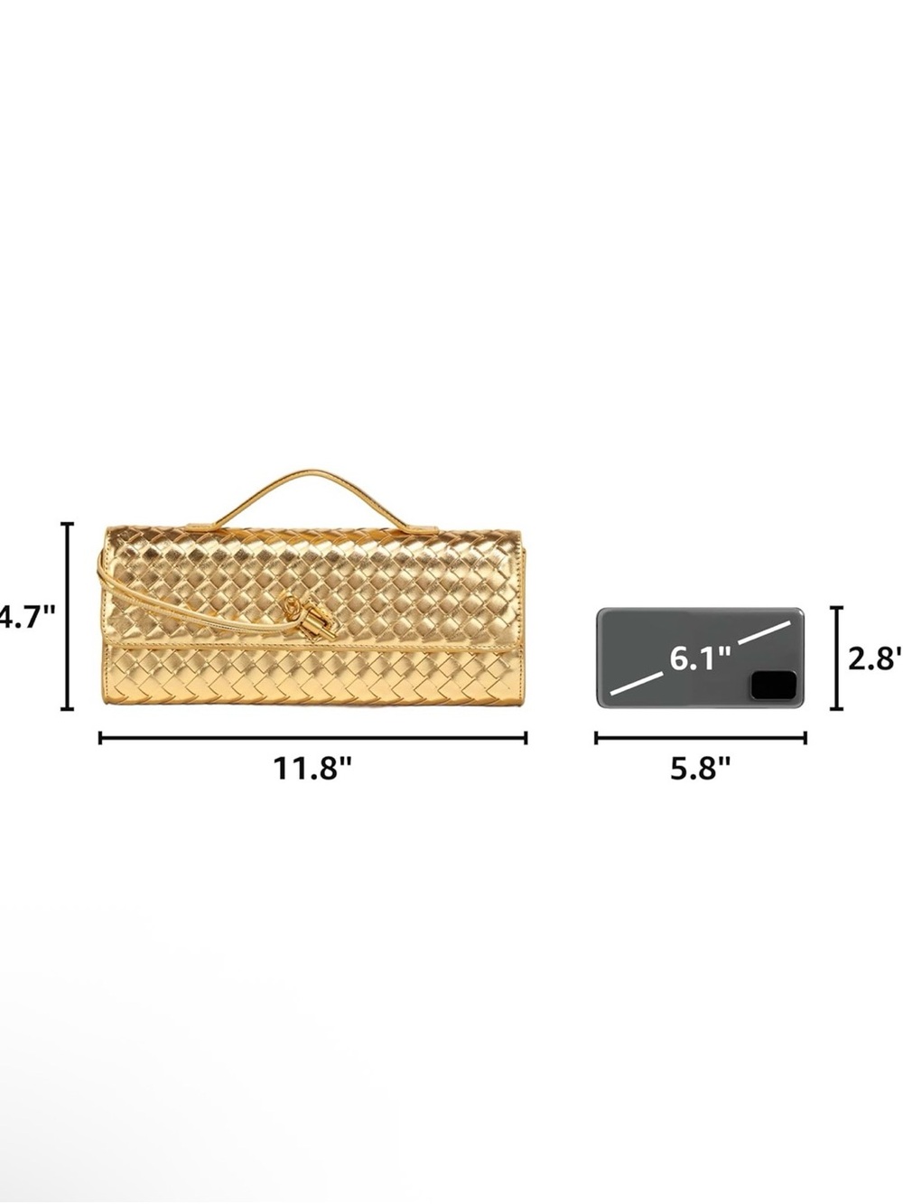 Gold Woven  Top-Handle Clutch - Picture 3 of 6
